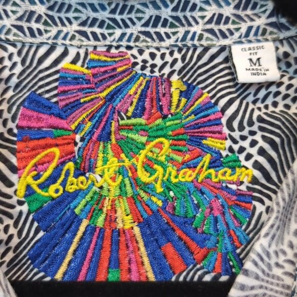Robert Graham Geometric Print Short Sleeve Shirt Polo Cotton Classic Fit Top - Picture 7 of 14